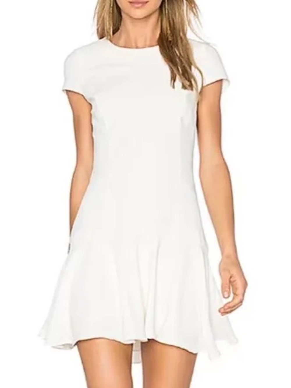 Amanda Uprichard Hudson Dress- White Short Sleeve Drop Waist